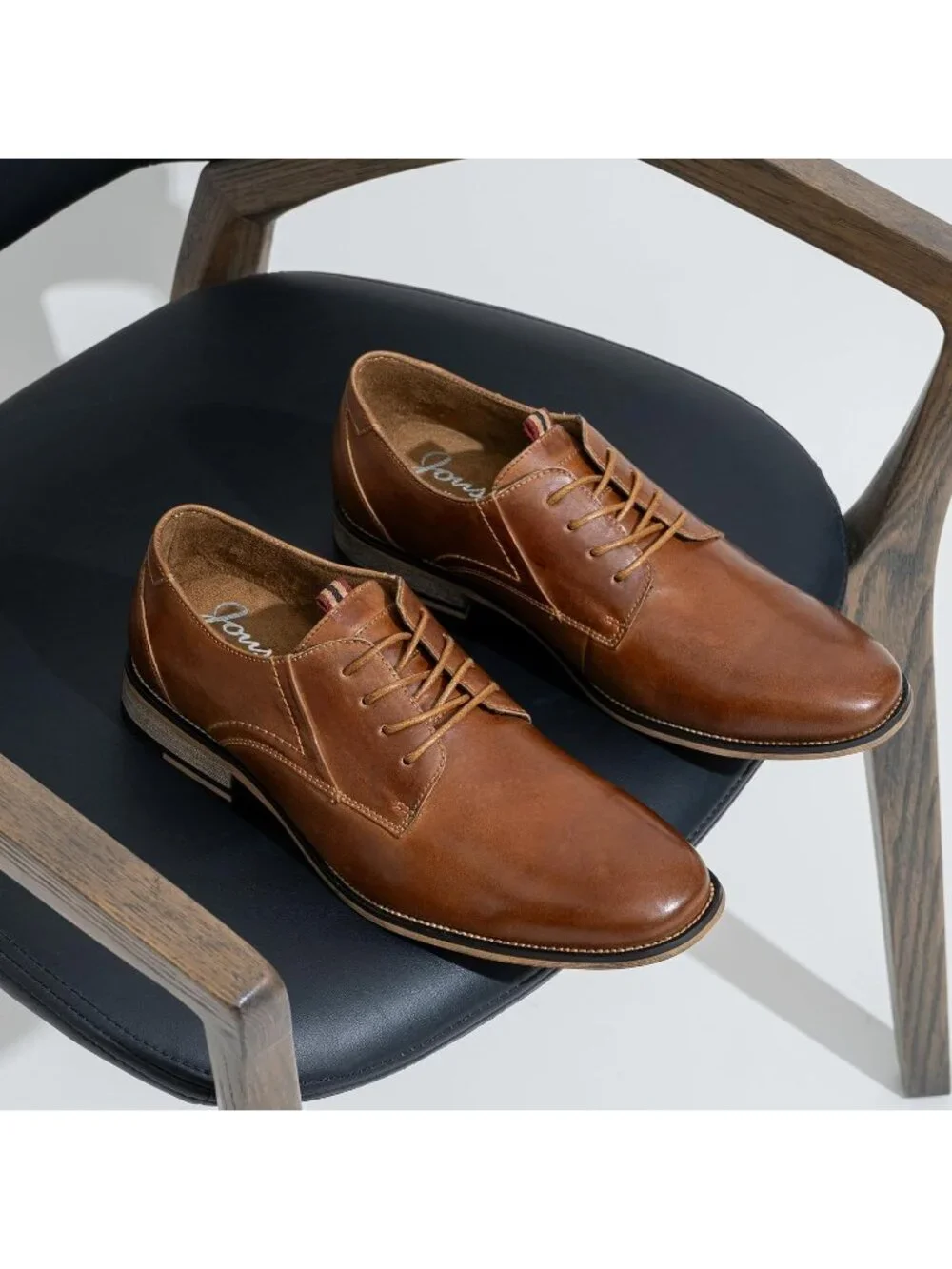 Men's Brown Leather Retro Plain Formal Dress Oxford Derby Causal Shoes
